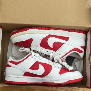 Nike White and Red Athletic Shoes